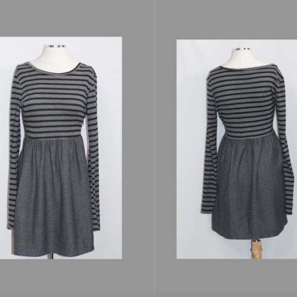 Savannah Rae Grey & Black Stripe Dress - Picture 1 of 12